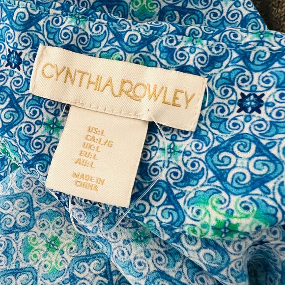 Cynthia Rowley Strappy P;rint Tank Sleeveless Blue Casual - L - Picture 4 of 4